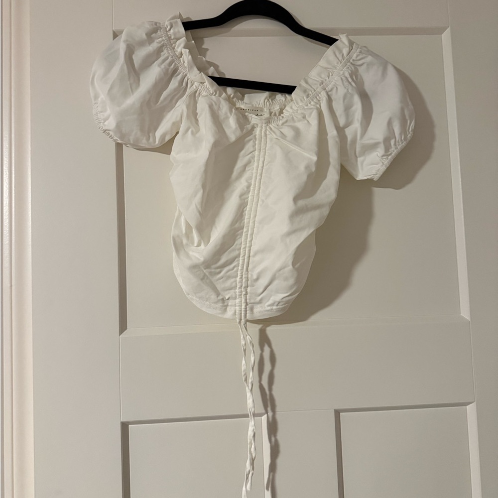 American Threads White Puff Sleeve Blouse